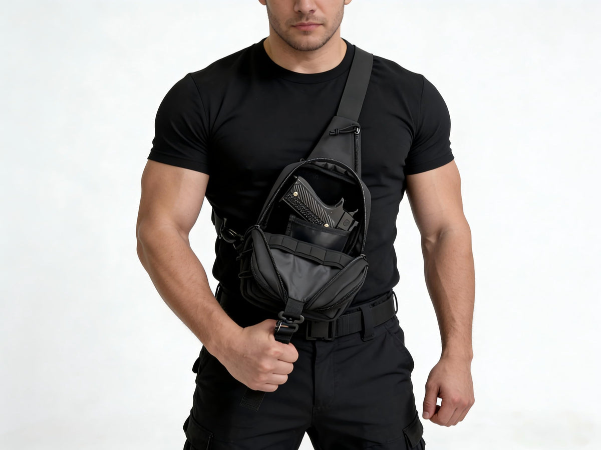 Wotony RFID Blocking Tactical Crossbody Bag for Men - Durable EDC Sling Shoulder Bag with Multi-Pocket Storage