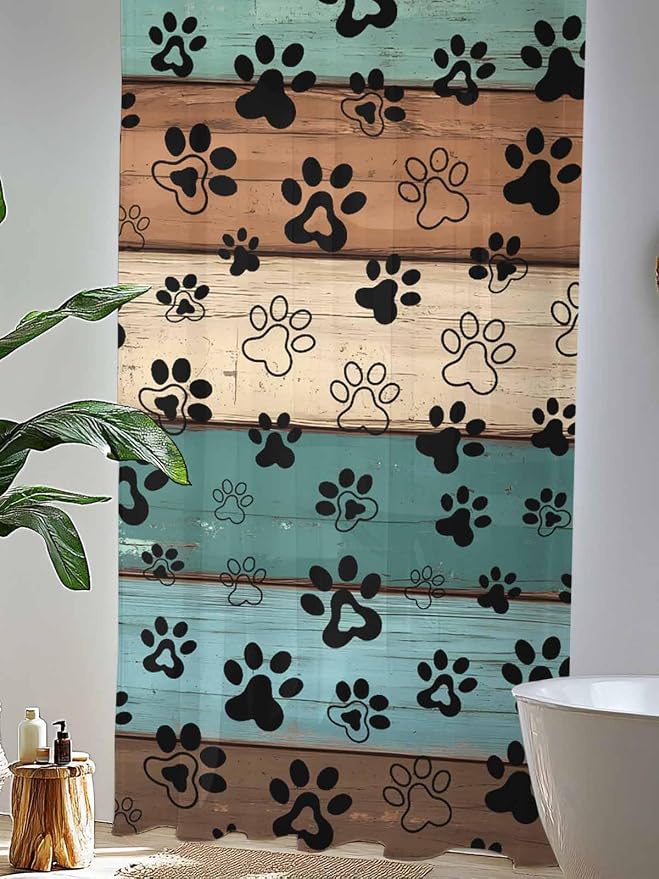 Sheer Curtains 96 Inches Long, Vintage Farmhouse Country Wooden Grain Privacy