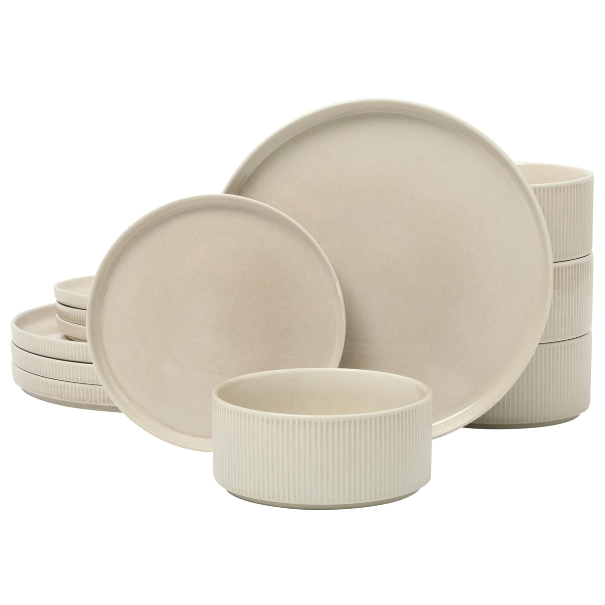 Gibson Elite 12 Piece Matisse Moderna Stoneware Reactive Glaze Plates and Bowls Dishes Dinnerware Set - Cobalt Blue