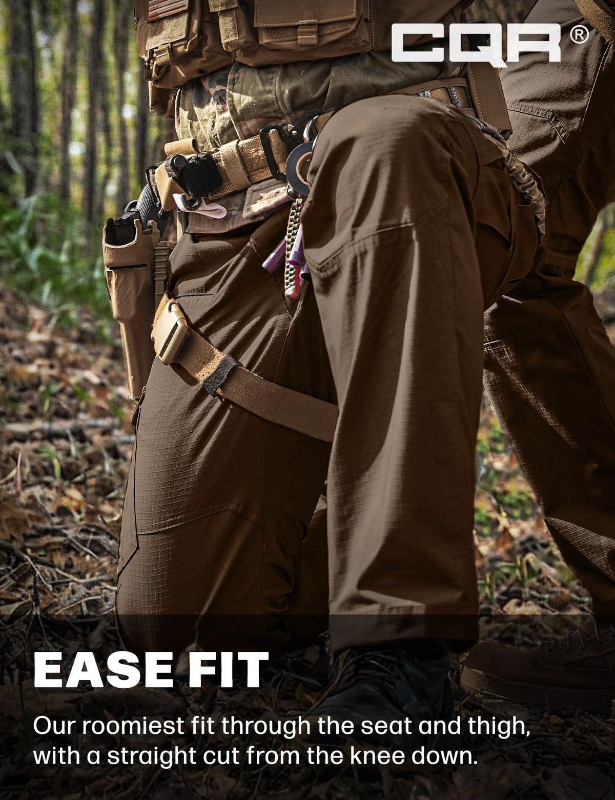 CQR Men's Tactical Pants, Water Resistant Ripstop Cargo Pants, Lightweight EDC Work Hiking Pants, Outdoor Apparel, Raider Tundra, 32W x 32L