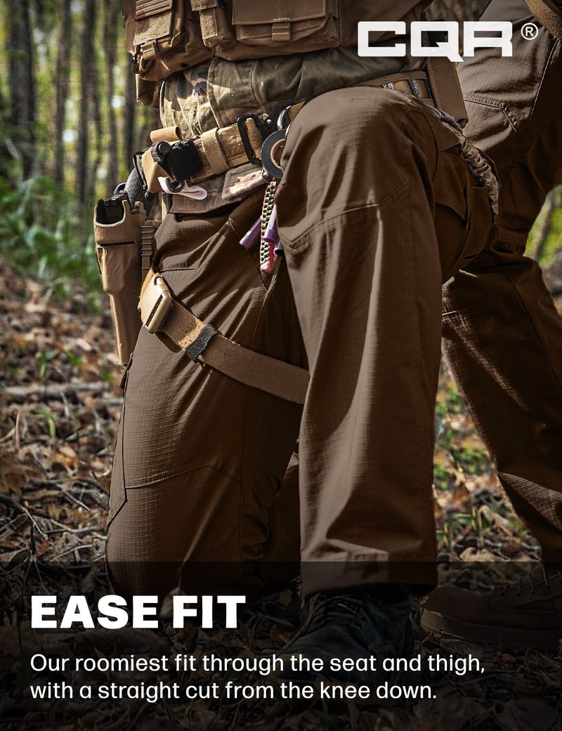 CQR Men's Tactical Pants, Water Resistant Ripstop Cargo Pants, Lightweight EDC Work Hiking Pants, Outdoor Apparel, Raider Tundra, 36W x 32L