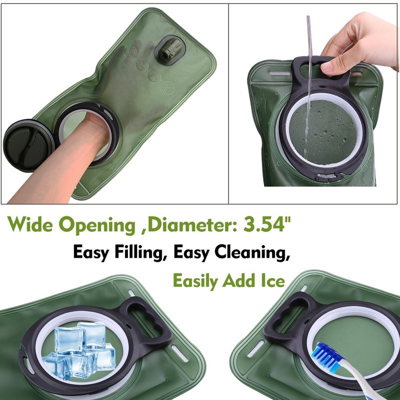 Hydration Bladder, 1.5L Water Bladder for Hiking Backpack, BPA-Free Leak Proof Water Reservoir Storage Bag, Water Pouch Hydration Pack Replacement for Camping Cycling Running, Military Green