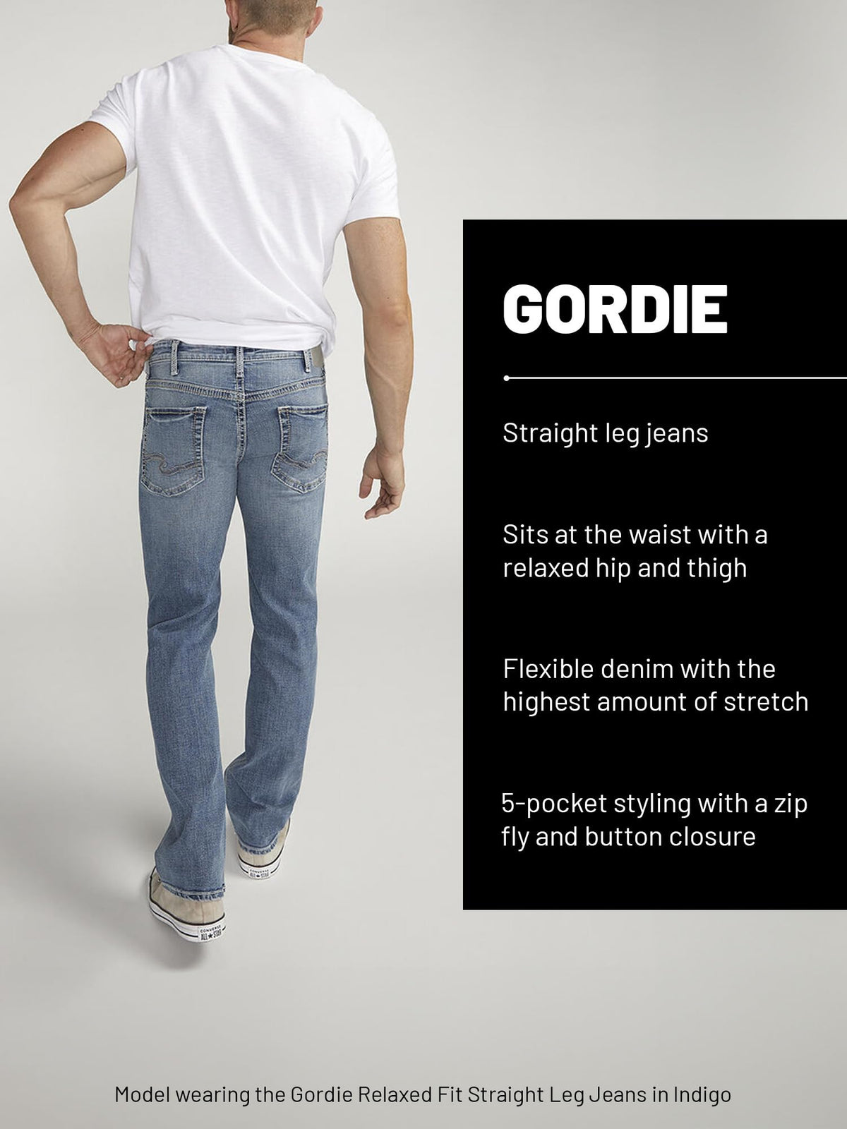Silver Jeans Co. Men's Gordie Relaxed Fit Straight Leg Jeans, Groove, 36W x 30L