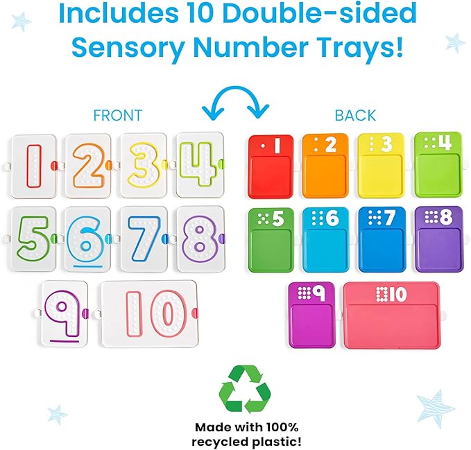 hand2mind Sensory Number Trays, Learning Numbers for Kids, Fine Motor Activities, Counting Toys for Sensory Seeking Kids, Texture Toys, Pre-Writing Skills for Toddlers, Montessori Math Materials
