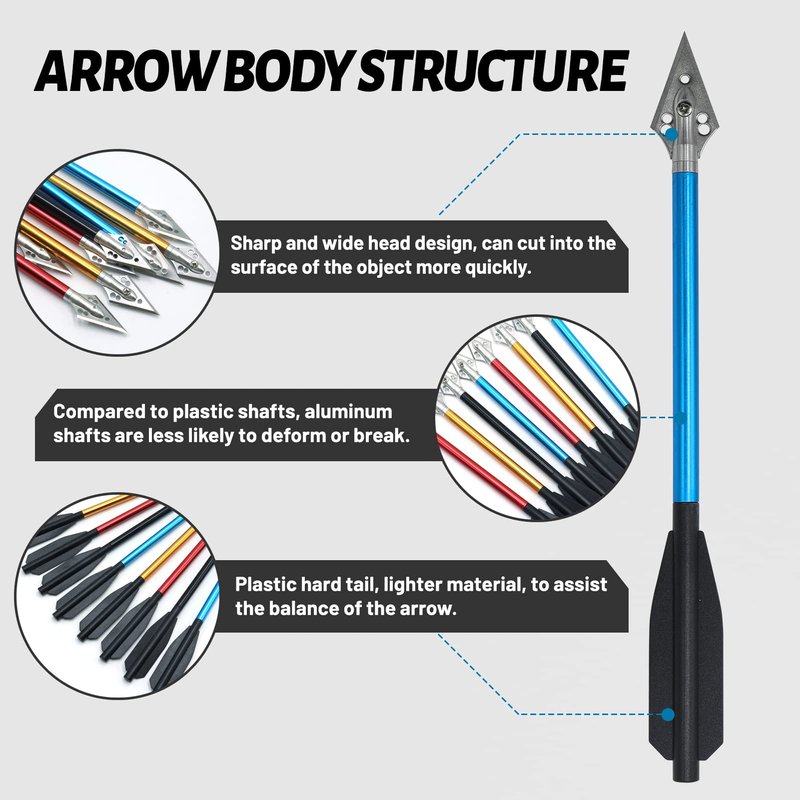 OBTOUTDOOR 6.7 Inch Mini Crossbow Bolts Aluminium Shafts Arrows with Replaceable Steel Tips Crossbow Pistol Arrows for Target Practicing Shooting and Small Hunting 12/24 Pcs (Blue and Red)