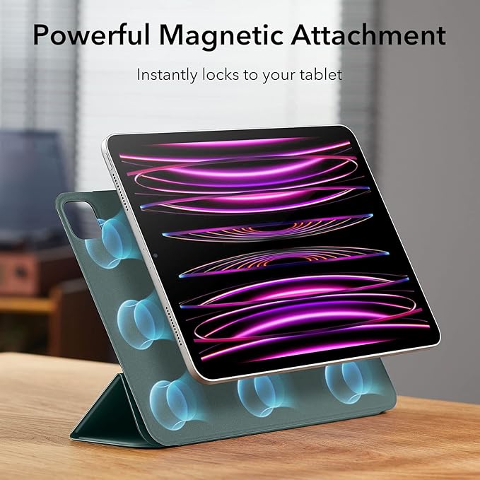 ESR for iPad Pro 12.9 6th/5th/4th Gen, iPad Air 13 Inch Case M3/M2 (2025/2024), Powerful Magnetic Attachment, Slim Trifold Stand Case, Supports Pencil Pro & PUSB-C, Rebound Series, Green