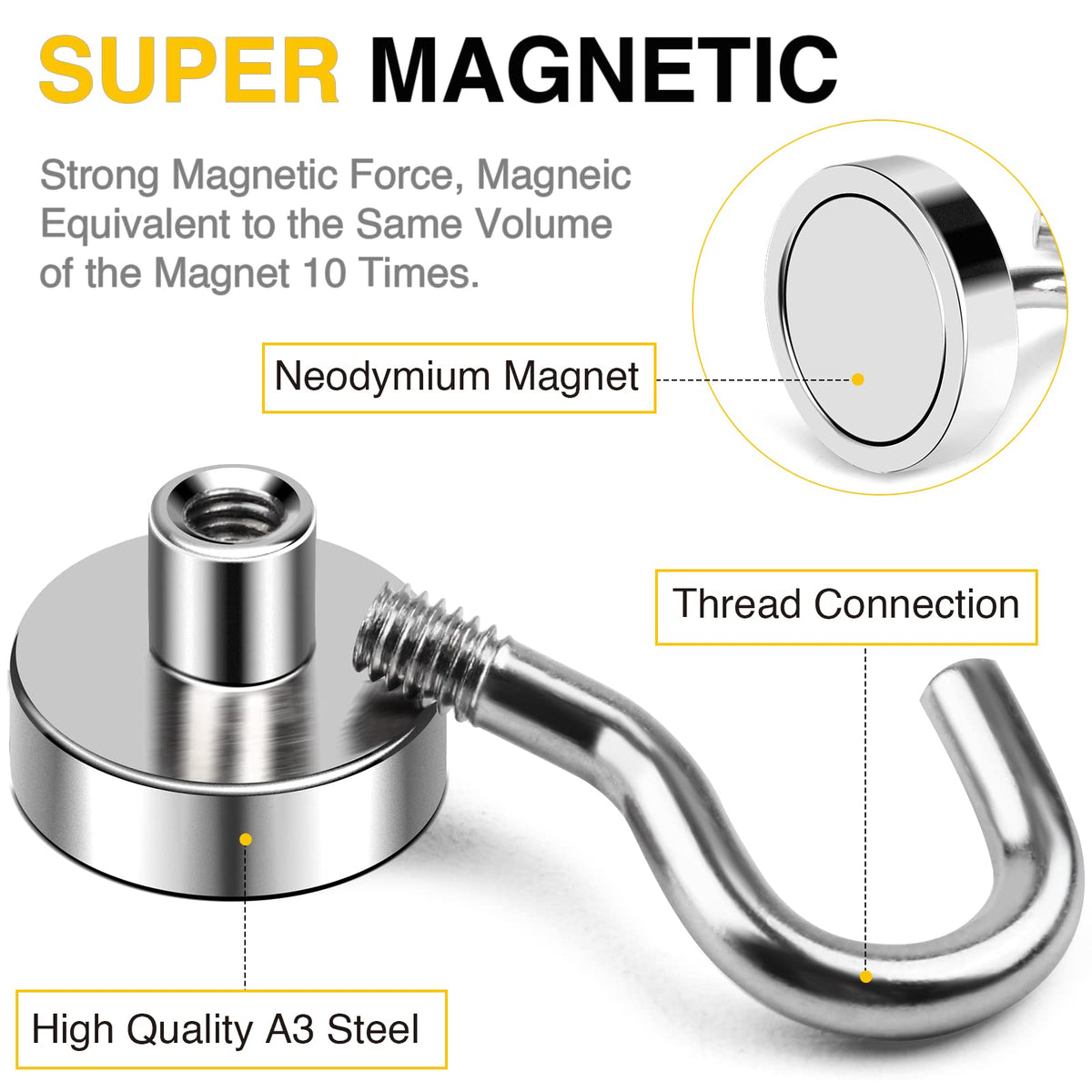 DIYMAG Magnetic Hooks, Strong Magents10 Pack 30lbs for Cuise Cabins Ship