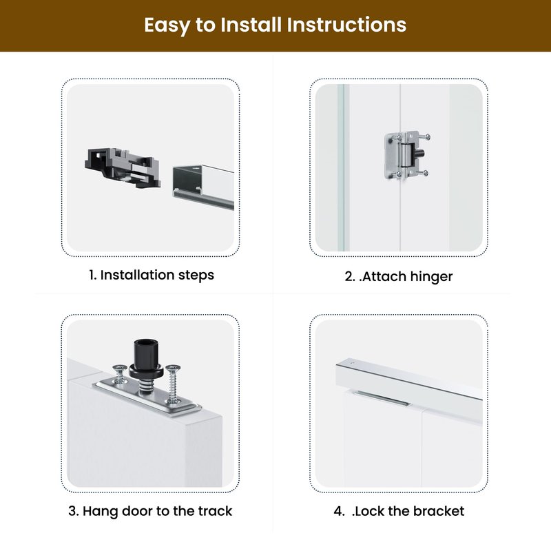 SMARTSTANDARD Bifold Door, for 28"x 80" Opening,Tempered Frosted Glass Closet Folding Barn Door with Hardware Kit, Water-Proof PVC Surface,Easy Install,White