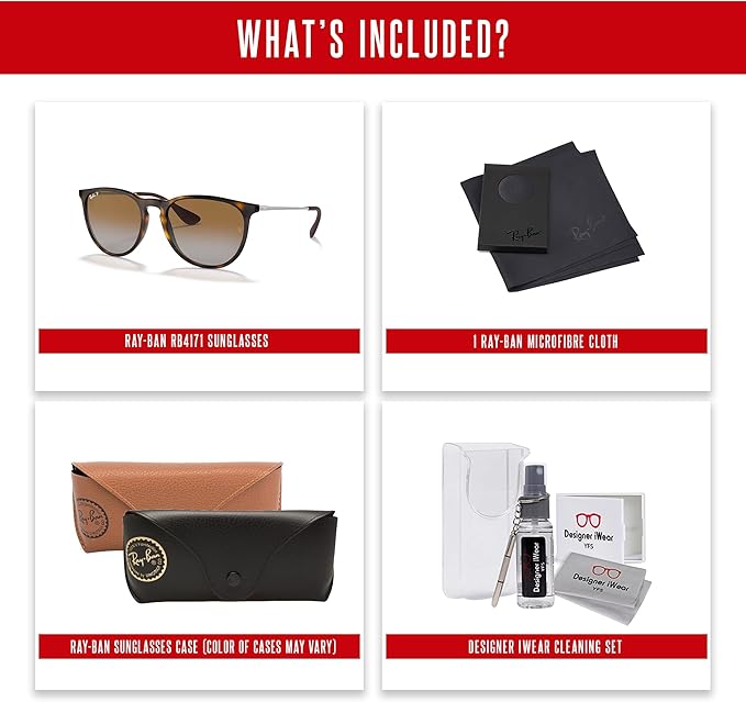 Ray-Ban RB4171 ERIKA Round Sunglasses For Women +BUNDLE with ACCESSORY EYEWEAR KIT