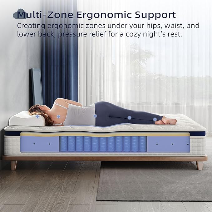 Crystli Full Mattress, 12 Inch Full Size Mattress Bed in A Box, Medium Firm Hybrid with Zero Pressure Foam, Innerspring for Pressure Relief, CertiPUR-US Certified