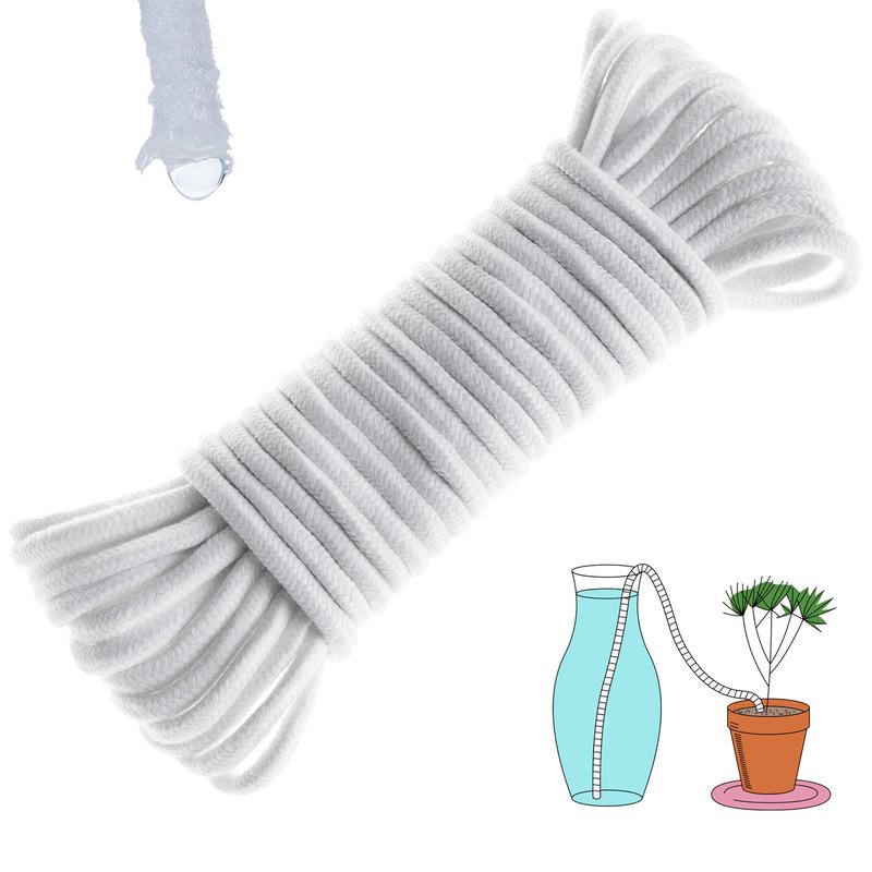 ORIMERC 50ft 1/4 inch Plants Self Watering Capillary Wick Rope Cord DIY Vacation Potted Flower Sitter Hydroponic Wicking Planter Pot Garden Seeds Starting Seedling Automatic Waterer System Device Line