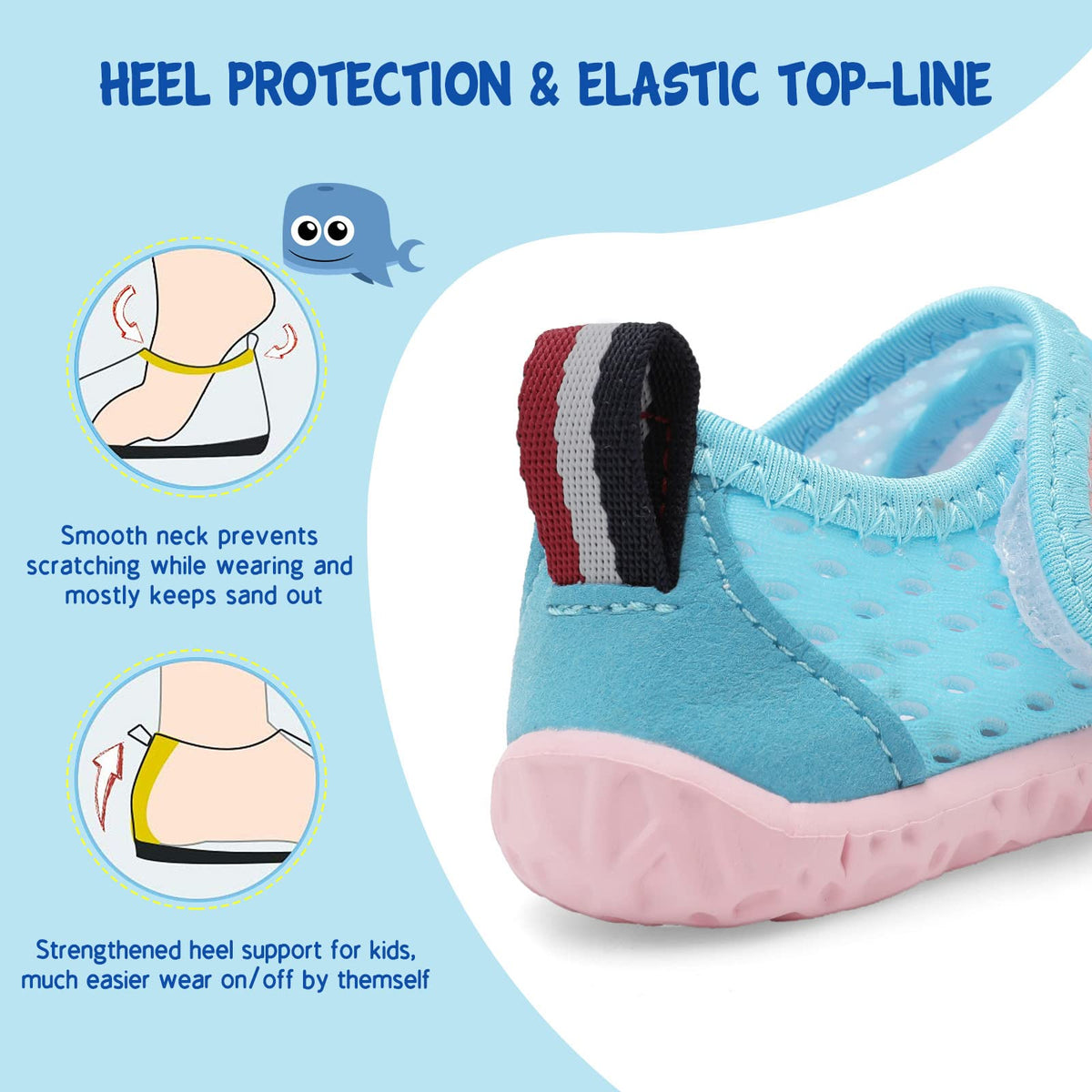 LeIsfIt Boys Girls Water Shoes Kids Aqua Socks Toddler Quick-Dry Swimming Shoes Non-Slip Summer Shoe for Beach Pool Surf, Blue Pink, 11 Toddler
