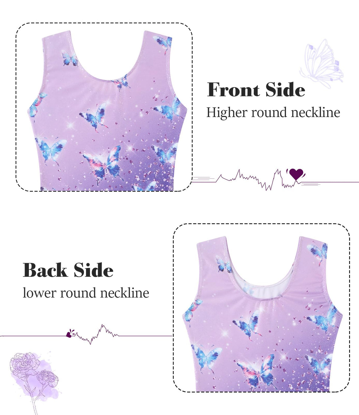 Vogseek Gymnastics Leotards for Girls with Hair Scrunchie Size 4 5, Purple