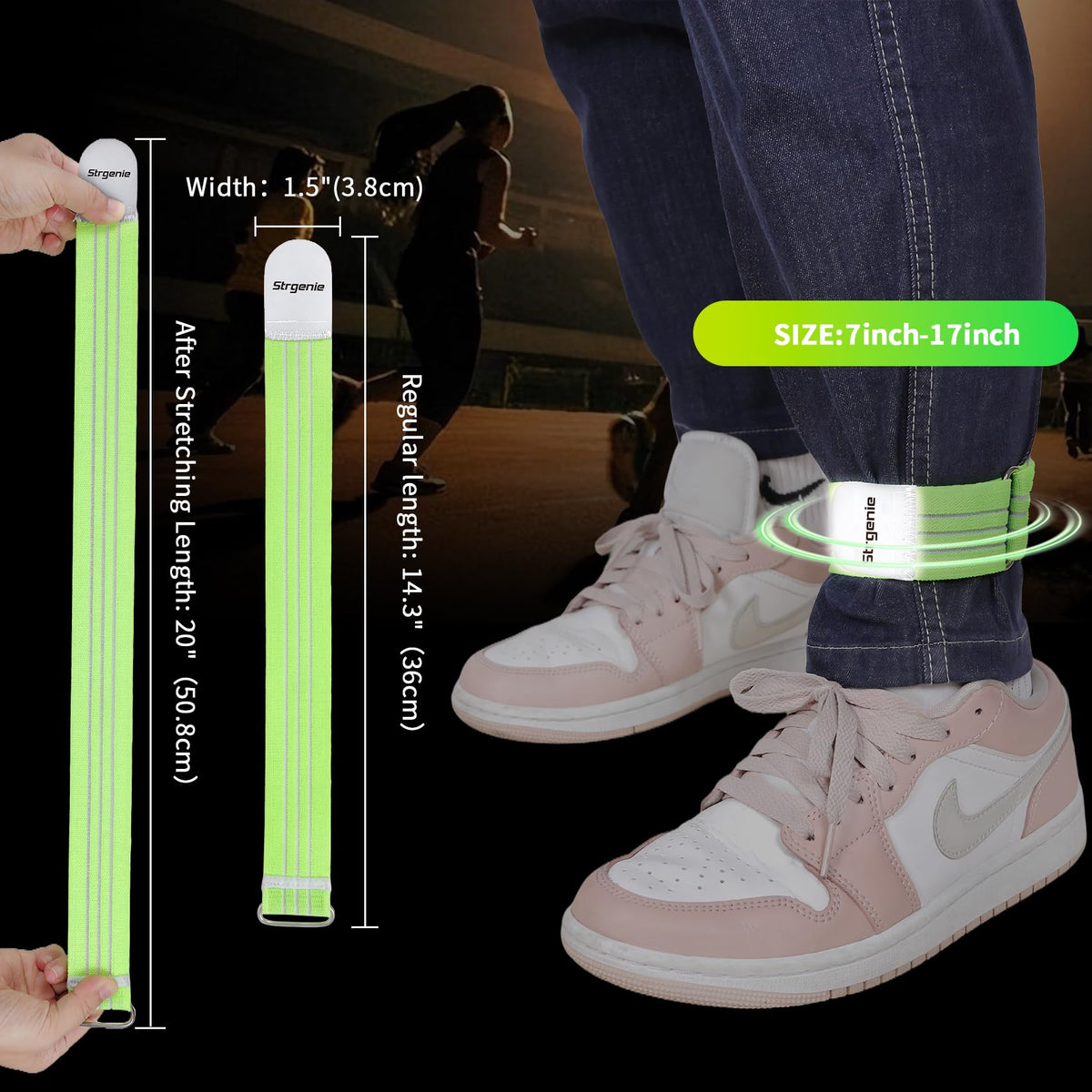 Strgenie Reflective Boot Straps Adjustable Boot Straps for Cowboy Boots Elastic Boot Bands Tightener Cinch Straps for Under Jeans, Hiking, Fishing, Biking