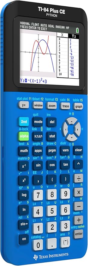 Texas Instruments TI-84 Plus CE Color Graphing Calculator, Bionic Blue Small
