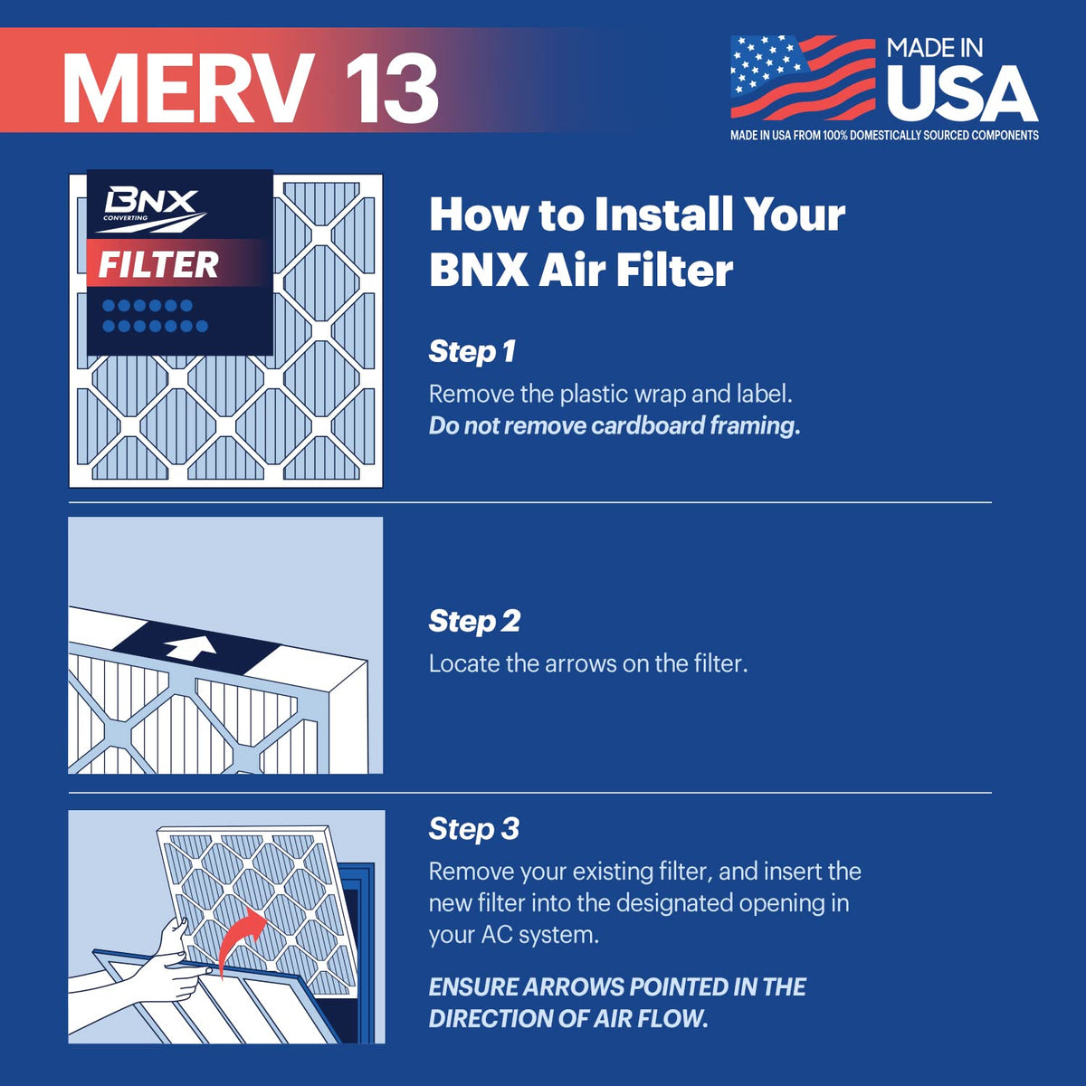 BNX TruFilter 20x30x1 Air Filter MERV 13 (4-Pack) - MADE IN USA - Electrostatic Pleated Air Conditioner HVAC AC Furnace Filters for Allergies, Pollen, Mold, Bacteria, Smoke, Allergen, MPR 1900 FPR 10