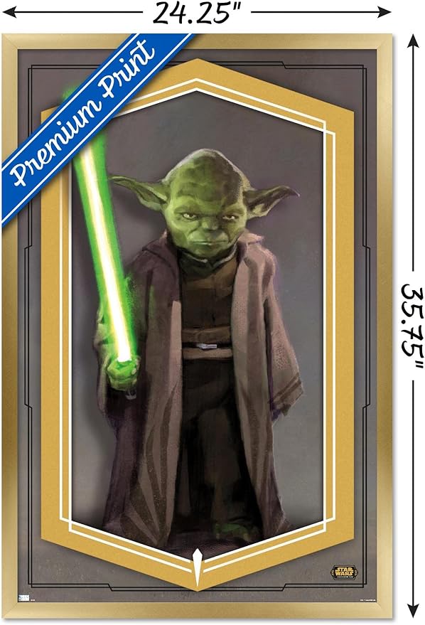 Trends International Star Wars: The High Republic - Yoda Wall Poster, 22.375" x 34", Gold Framed Version