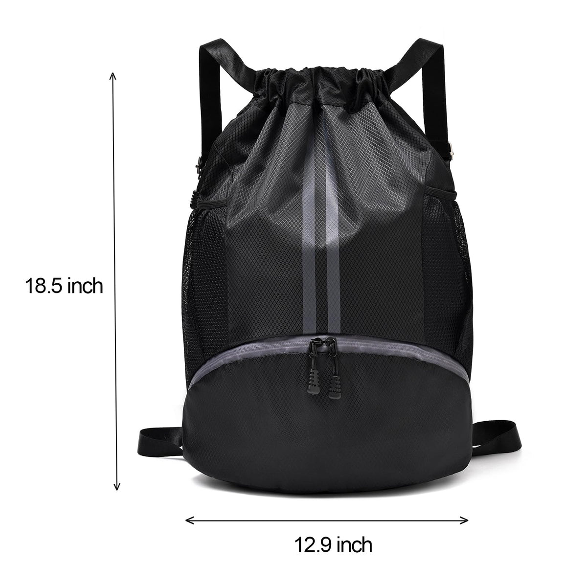 LOKAPEGY Drawstring Gym Bag for Men, Waterproof Drawstring Backpack for Women, Swim Backpack with Shoes Compartment, Pull String Sport Bag for Soccer and Basketball. (Dark Blue)