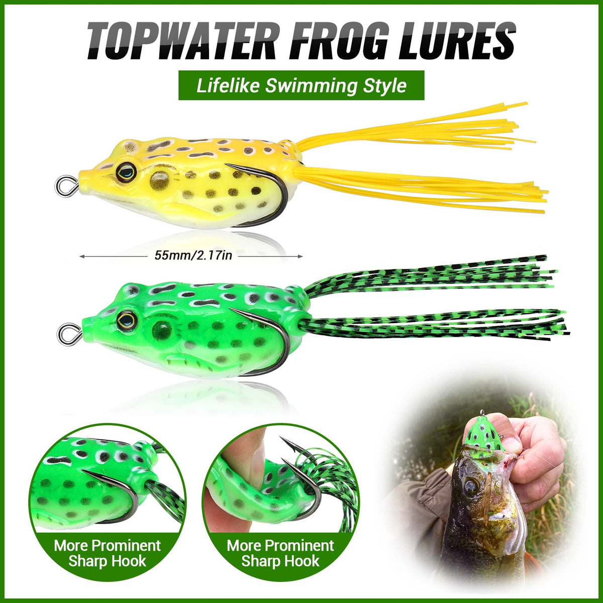 PLUSINNO Fishing Lures Baits Tackle, BEST BASS Fishing Lures Including Crankbaits, Spinnerbaits, Plastic worms, Jigs, Topwater Lures , Tackle Box and More Fishing Gear Lures Kit Set