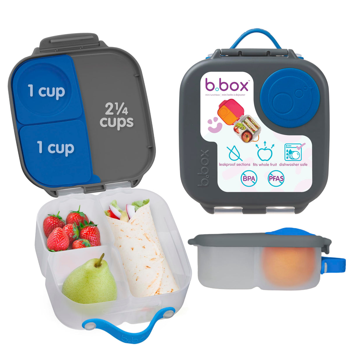 b.box Mini Lunch Box, Snack Containers for Kids, 4.25 Cup
