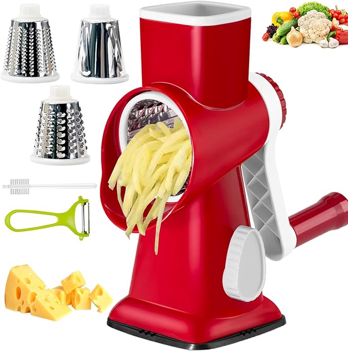 Eleko Meyar Cheese Grater with Handle,Multifunctional Rotary Cheese Grater