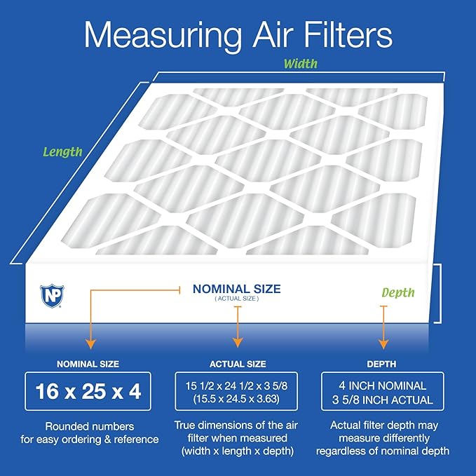 Nordic Pure 16x25x4 Pleated MERV 14 Air Filters 6 Pack