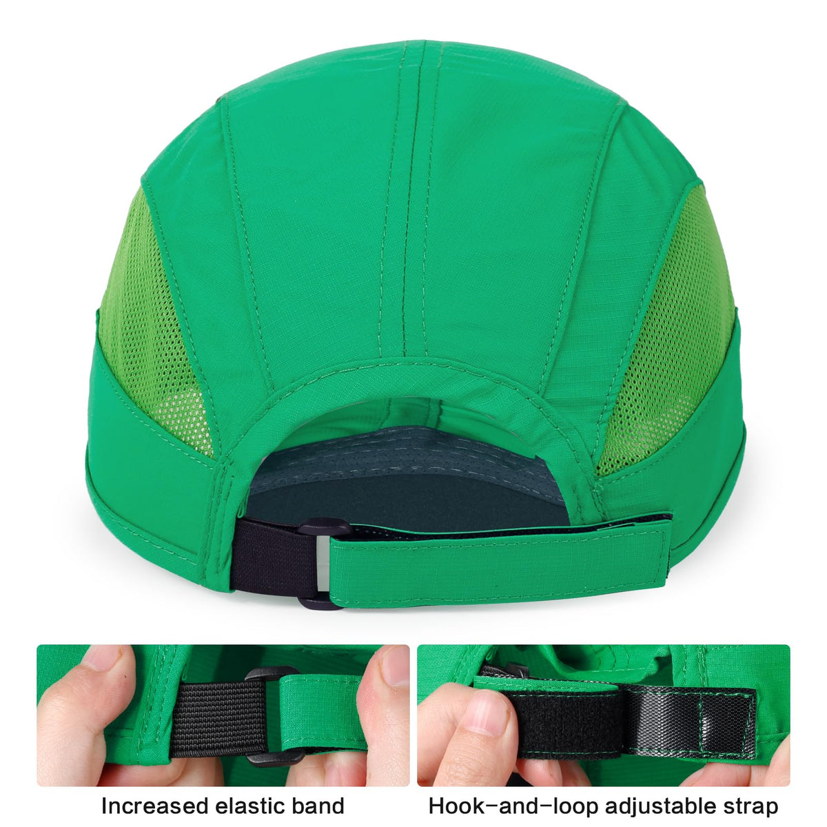 HH HOFNEN Quick Dry Baseball Cap Unstructured Running Cap Water-Resistant UPF 50+ Mesh Golf Sun Hats for Men Women Green
