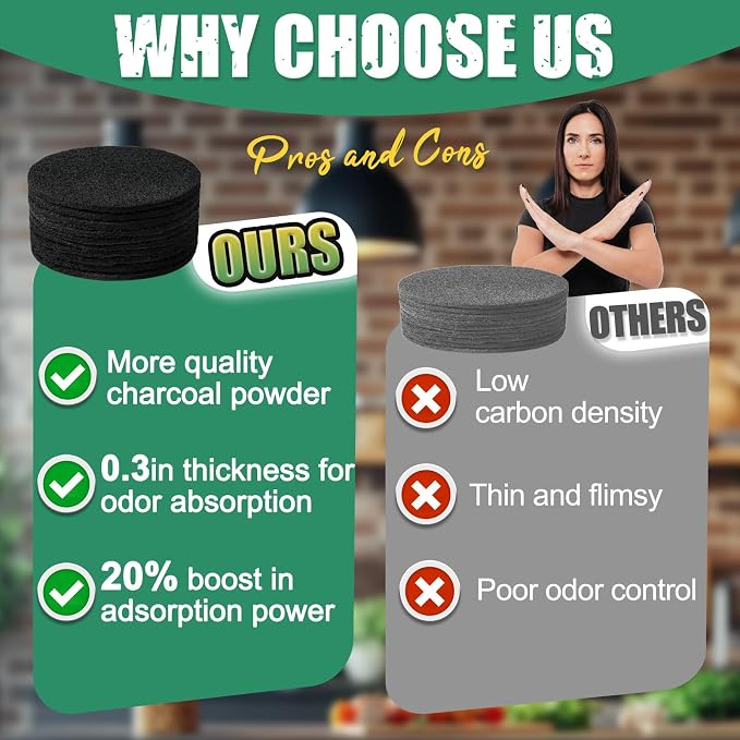 6.7 Inch Charcoal Filters for 10 Pack Kitchen Countertop Compost Bins