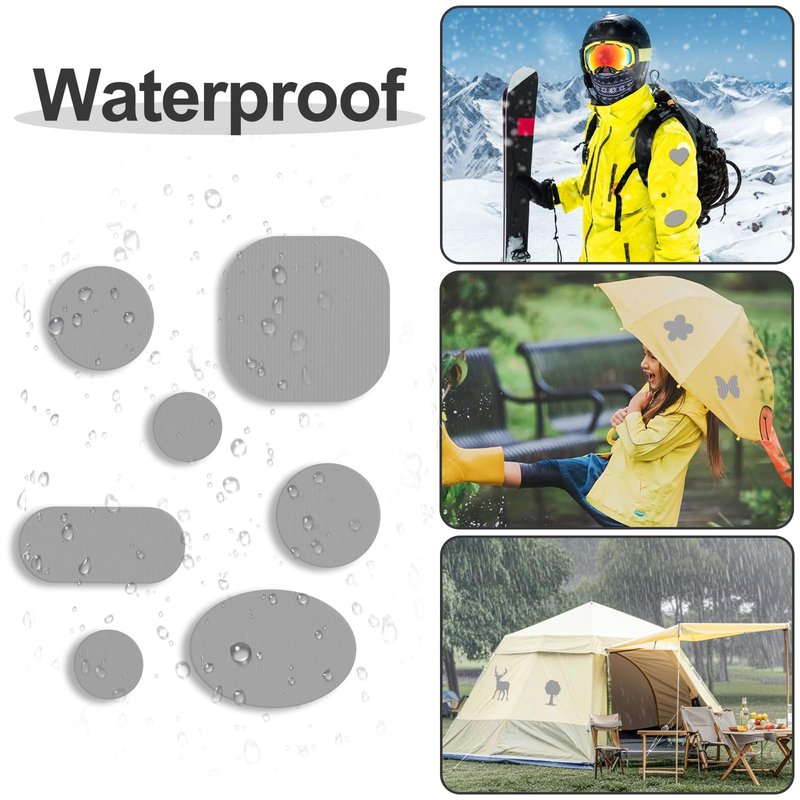 Self-Adhesive Nylon Patches Tent Repair Kit – Outdoor Gear Tenacious Repair Tape, 45pcs Waterproof Fabric Patches for Clothes, Tent, Down Jacket, Backpack, Dark Grey