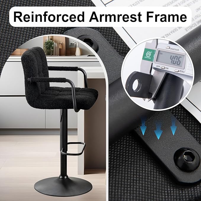 Furnimart 30" Artificial Sherpa Upholstered Bar Stool, Adjustable Counter Stools Bar Chairs Modern Design Swivel Barstools Hydraulic Stools for Kitchen and Dining Room Set of 4