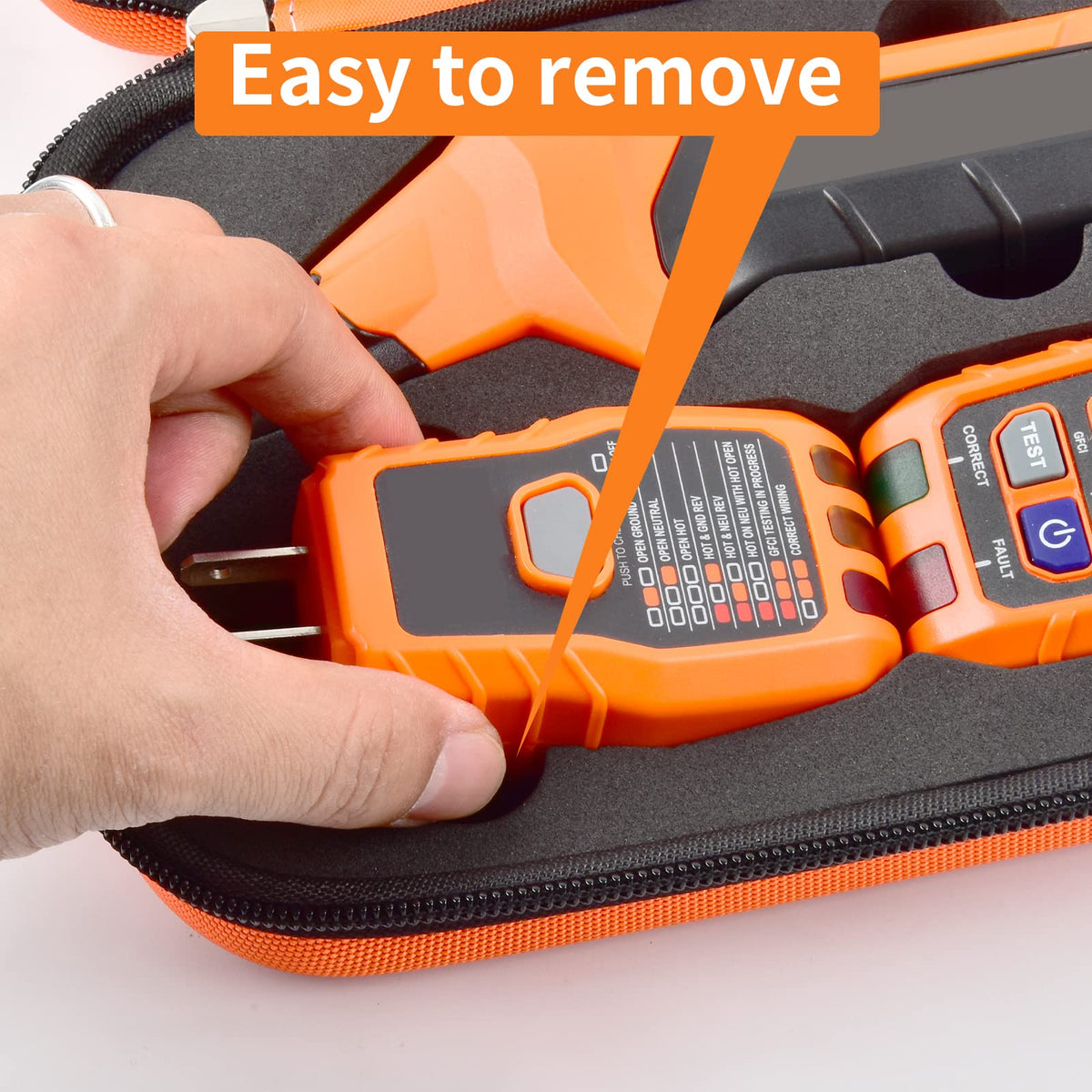 Case Compatible with Klein Tools ET310 AC Circuit Breaker Finder & 80041 Outlet Repair Tool Kit & RT250 GFCI Receptacle Tester. Electrical Storage Organizer Holder Bag (Box Only)-Orange