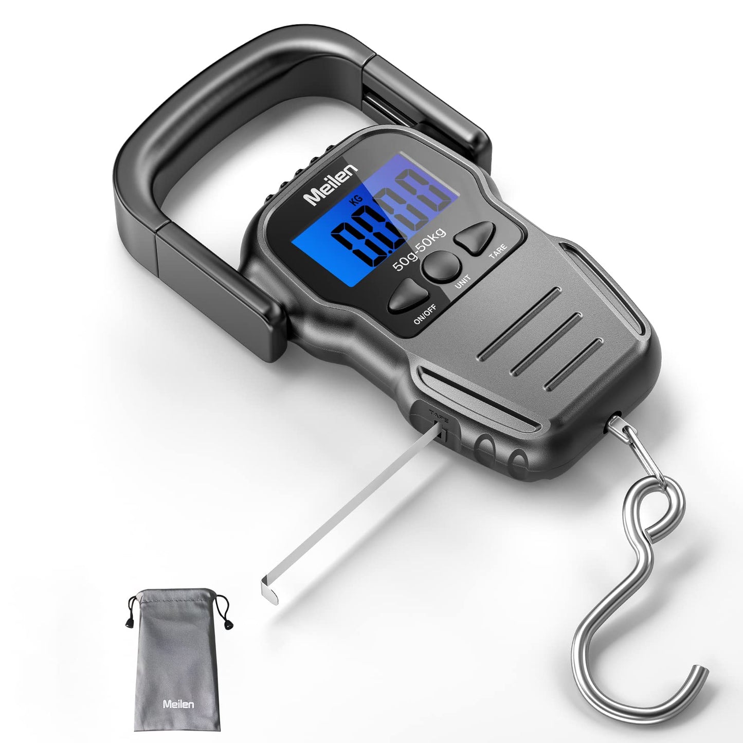 75Kg/165Lb Digital Luggage Scale for Travel, Fishing Weight Scale Unit with 1.5M Measuring Tape, Suitcase Weight Unit Can Switch Kg/Lb/Jin/Oz 4 Units, with Hook, Battery Included