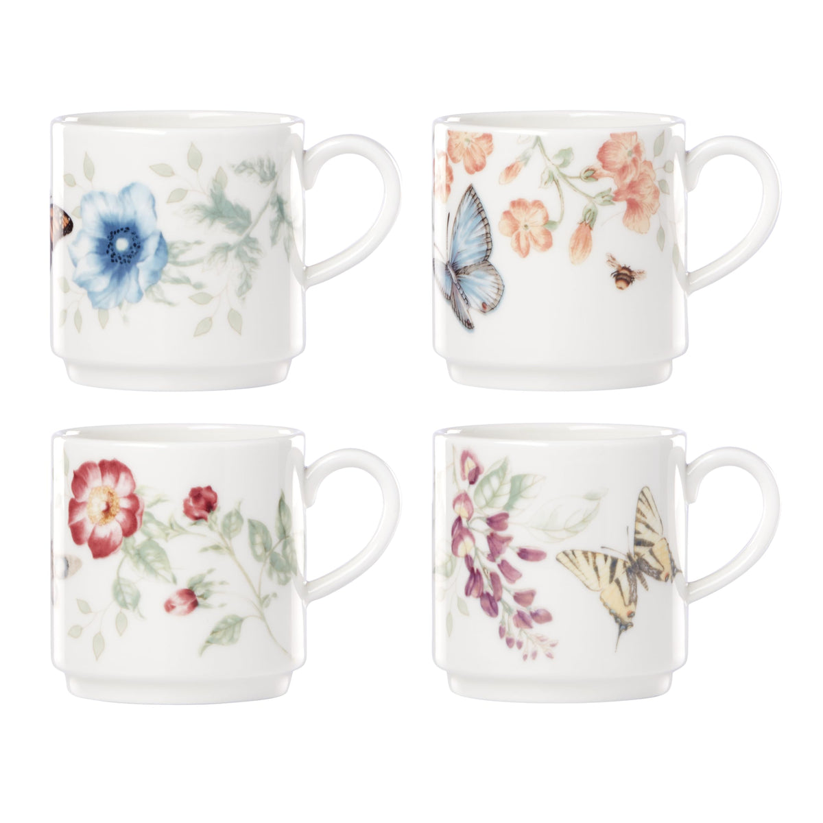 Lenox Butterfly Meadow Porcelain Mug Set for 4, 12oz