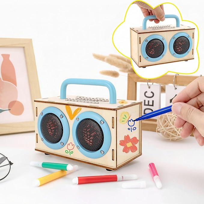 STEM Projects for Kids & Adults Age 8-12, Build Bluetooth Speaker Kit, DIY Crafts Science Experiment Electronics Sound Amplifier Set with LED Light, Birthday Gifts for Teens Boys 9 10 11 13 14 15 16