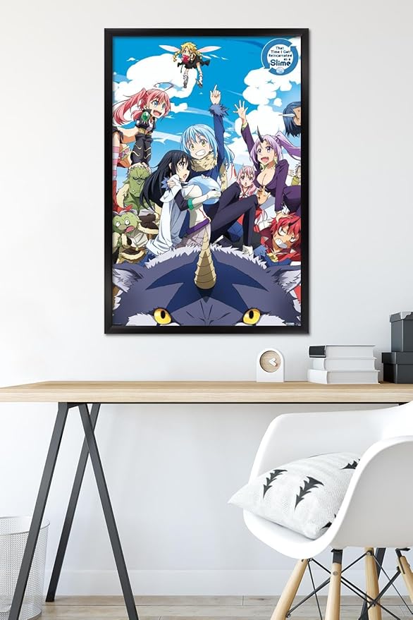 Trends International That Time I Got Reincarnated As A Slime - Group Wall Poster, 22.375" x 34", Black Framed Version