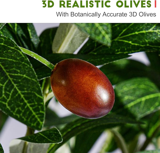 Large Faux Olive Tree Tall Artificial Trees with Pot Indoor Outdoor Realistic Floor Fake plantas for Home Living Room Bedroom Office Porch Outside Patio arboles para decoracion Housewarming Gift