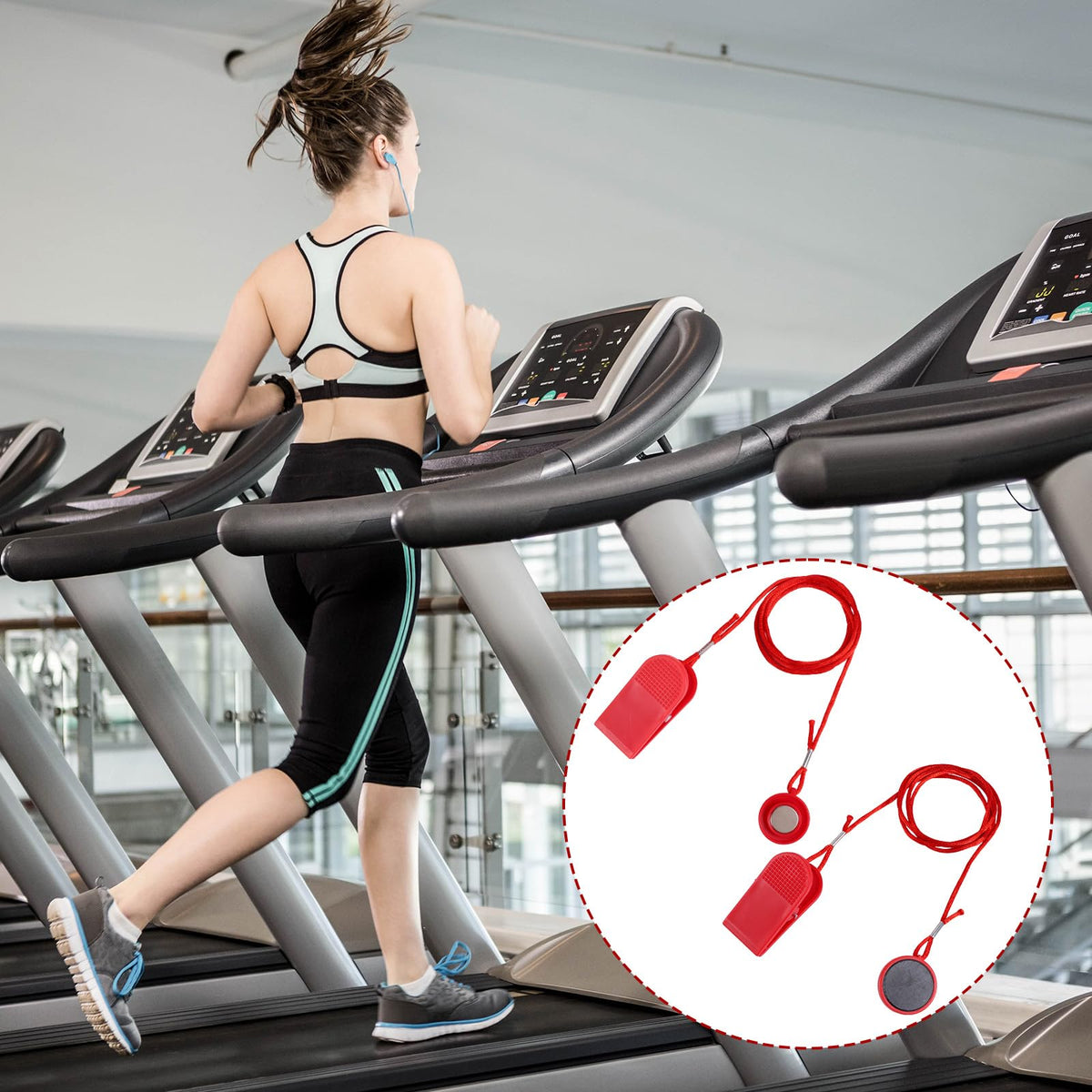 2pcs Universal Treadmill Magnet Safety Keys, 2 Styles Treadmill Magnetic Key Replacement Parts Round Magnetic Safety Switch Running Machine Emergency Stop Magnets Accessories