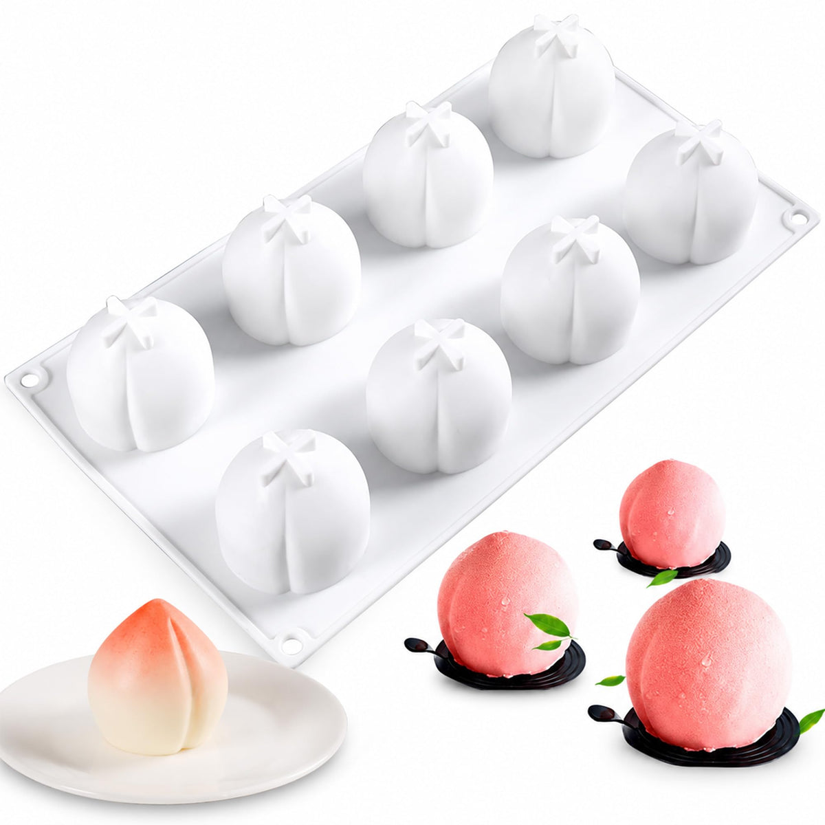OCPO Kitchen Orange Silicone Mold for Baking Mousse Cake, 8 Cavities
