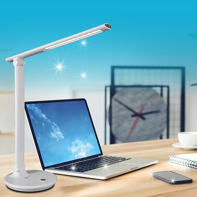 OttLite Emerge LED Sanitizing Desk Lamp with USB Charging – Sanitizes Your Work Space, Touch Activated, Flexible Neck, Modern Light for Reading, Crafting & Office Desktop