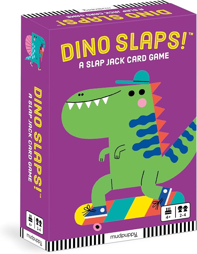 Mudpuppy Dino Slaps! – Dinosaur Version of Classic Kids Slap Jack Card Game with Cute Illustrations of Dinosaurs for Children Ages 4 and Up, 2-4 Players
