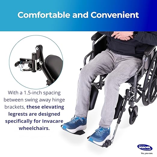 Invacare Wheelchair Elevating Legrest with Padded Calf Pads, Footrest with Swing Away Function, Adjustable Length, Tool-Free Installation, Designed for Invacare Wheelchair