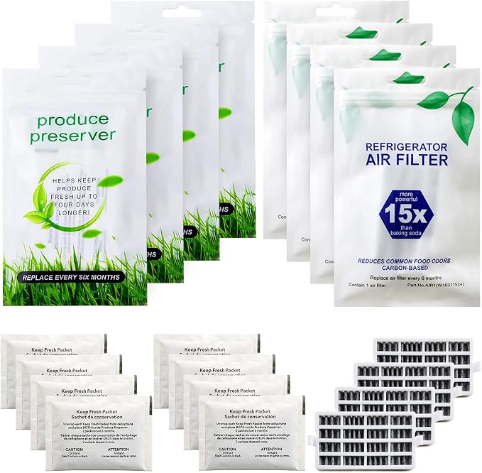 Funmit W10311524 Air Filter & W10346771A Freshflow Produce Preserver Replacement