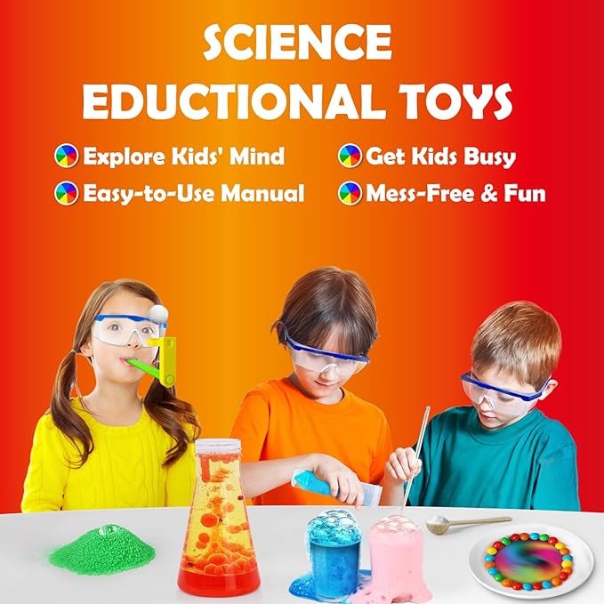 UNGLINGA 33 Experiments Science Kit for Kids, Science Project STEM Toys Gifts for Boys Girls Learning Educational Chemistry Set, Volcano Erupting, Scientis Kit