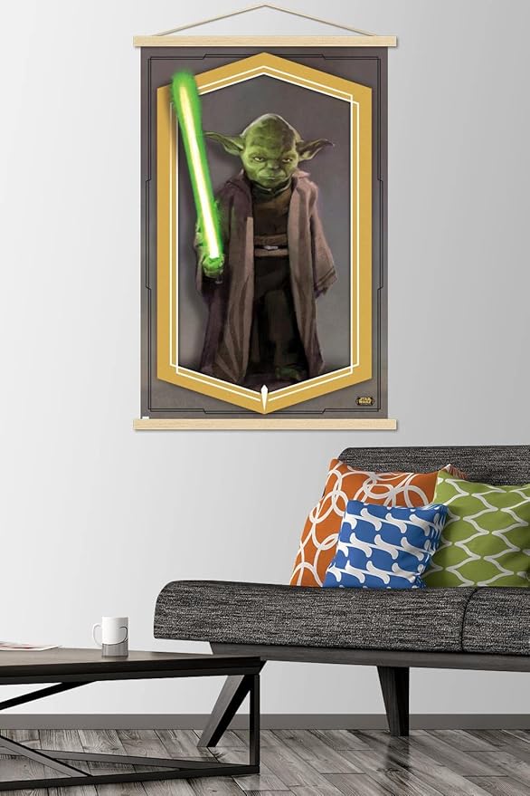 Trends International Star Wars: The High Republic - Yoda Wall Poster, 22.375" x 34", Premium Print and Beechwood Hanger Bundle