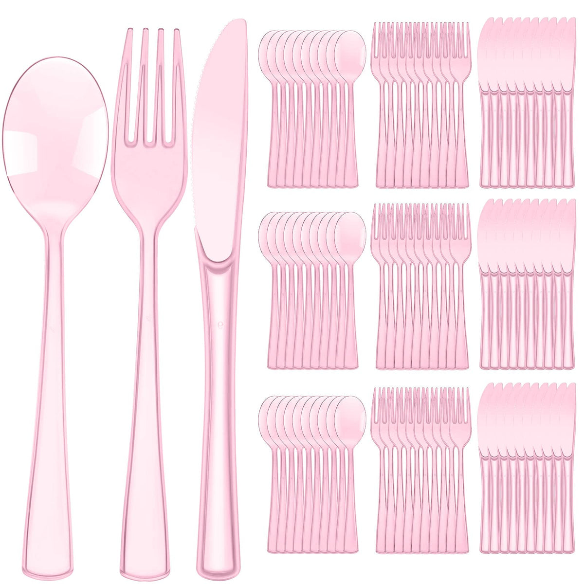 Minatee 150 Pcs Purple Disposable Cutlery Set, Plastic Silverware Set