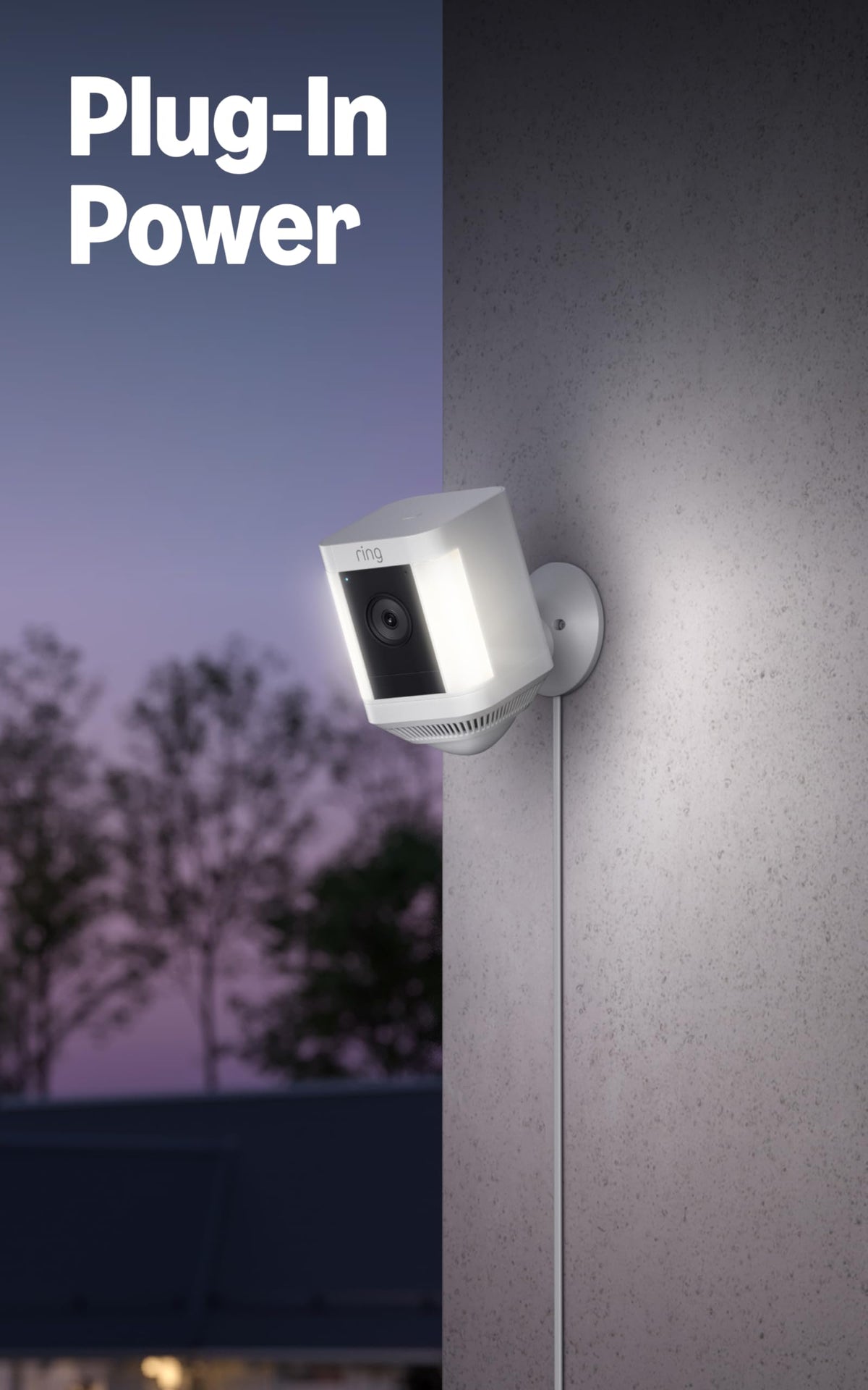 Ring Spotlight Cam Plus, Battery, Home or business security with HD video, Two-Way Talk, Color Night Vision, and Security Siren, 4-pack, White