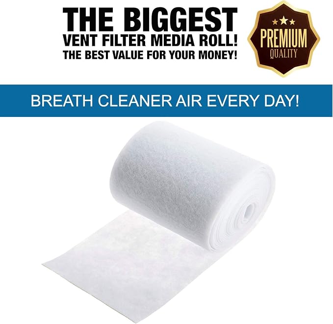 NORTHWEST ENTERPRISES Vent Filters Media Roll, 25ft x 12in x 1/8in Cut to Fit