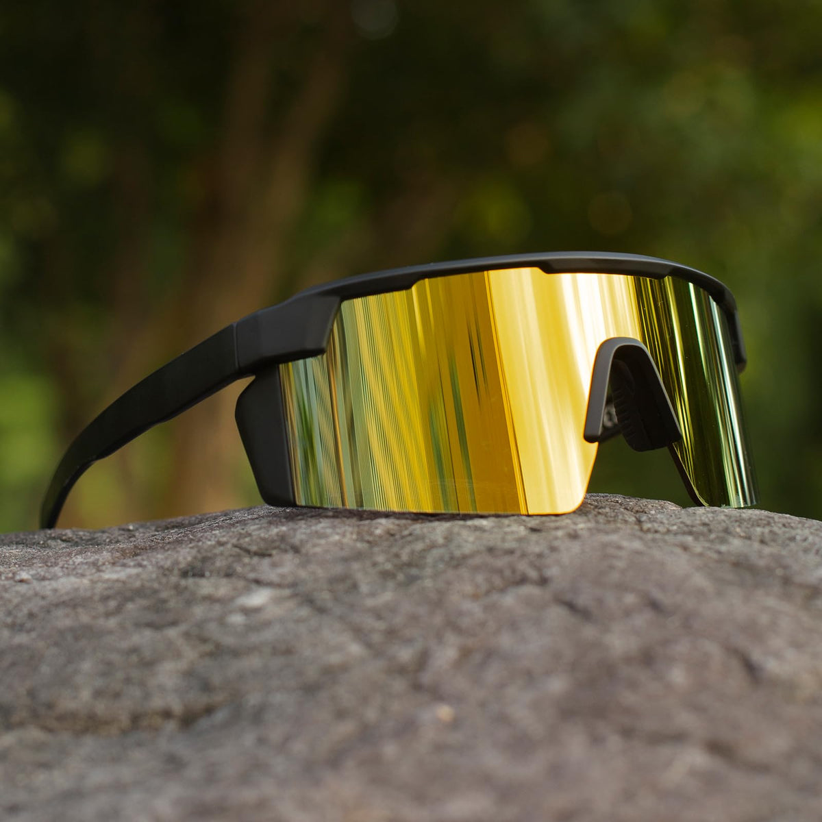 WISTON XL Z87 Sunglasses for Big Wide Heads Men Women,TR90 Ultralight UV400 Protection Sun Glasses Z8224 Black Frame/Gold Lens Polarized