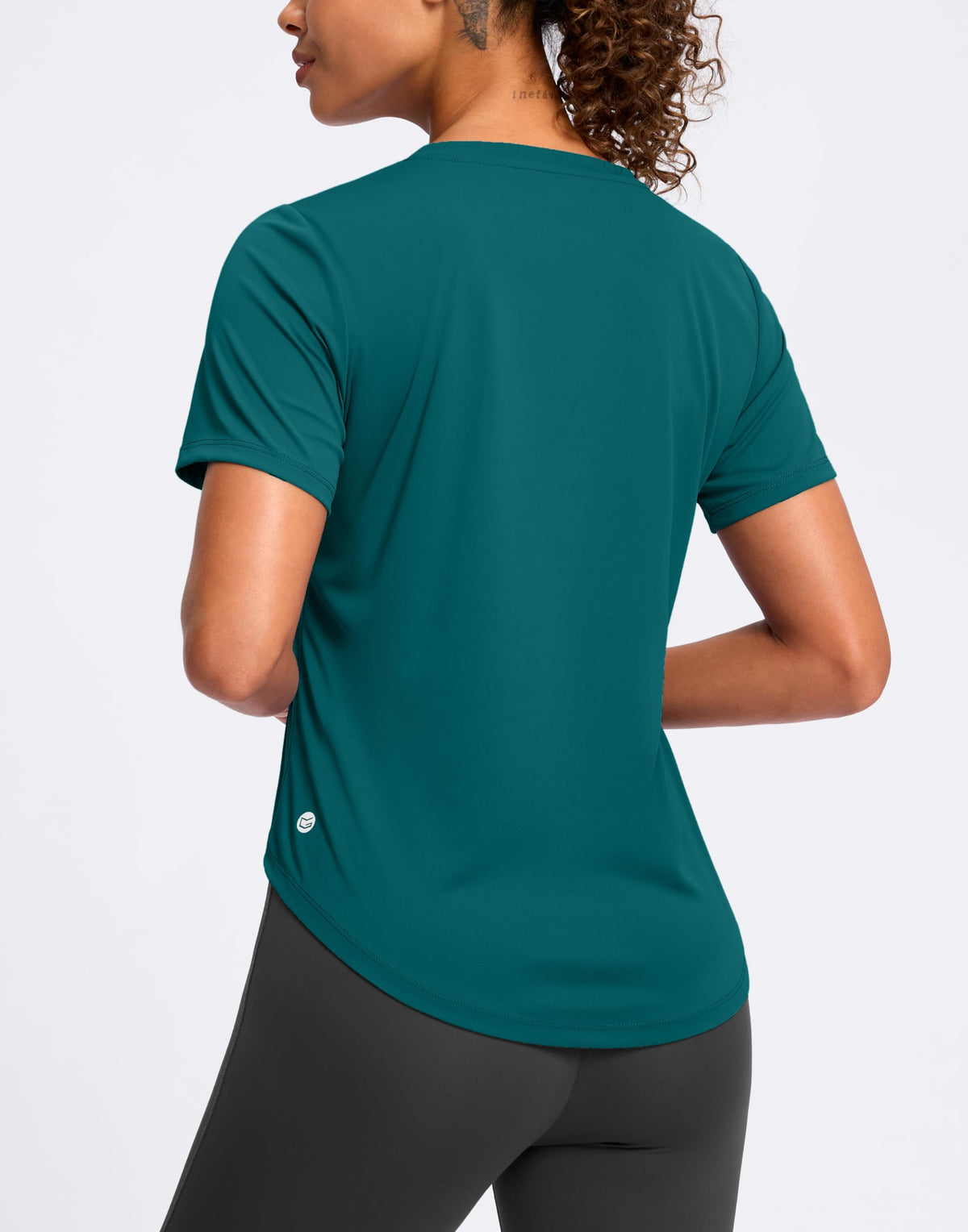 Womens Workout Shirts V-Neck Short Sleeve UPF 50+ Sun Shirt Moisture Wicking Dry Fit Top for Gym, Running, Athletic (Harbor Blue, XL)