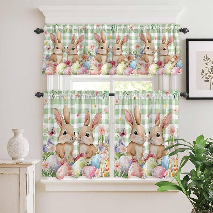 Easter Kitchen Curtains Set 3 Piece